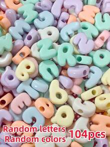 104 piezas de cuentas acrílicas de colores del arcoíris, cuentas decorativas multicolor con cuentas de letras mezcladas al azar, adecuadas para la fabricación de joyas DIY, cadenas de teléfono, llaveros, clips para zapatos, decoraciones de bolsos, accesorios para pulseras, collares y aretes - Multicolor - Ver 22