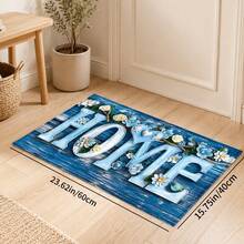 1pc Blue Vintage Wood Grain Pattern Printed Faux Cashmere Kitchen Mat, Absorbent Kitchen Rug, Kitchen Carpet, Long Runner Mat, Sink Front Mat, Suitable For Kitchen, Bathroom, Entryway, Hallway, Laundry Room And Home Decor - Multicolor - View 12