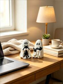 1pc Cute Halloween Ghost-Shaped Black Cat Figurine, Resin Material, Suitable For Multi-Layer Tray Decoration, Beautiful Shelf Display Or Desktop Decor; Also An Ideal Gift For Cat Lovers, Desktop Accessory, Desktop Ornament, Halloween - Multiple Styles - View 8