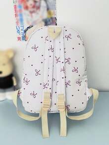 3-Piece Set - Girls' School Style Bow Pattern Backpack Combination, Large Capacity Nylon School Daily Bag, Campus Backpack, Matching Lunch Bag And Pencil Case, Multi-Layer Storage Casual Backpack Set, Travel Backpack Set, Suitable For Girls, Students, Children, Ideal For Back To School, Daily Commute, Shopping, Short Trips And Outdoor Leisure Travel - 2327 - View 11