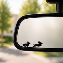 Running Dachshund Rearview Mirror Decal | Wiener Dog Car Window Vinyl Sticker - A - View 1