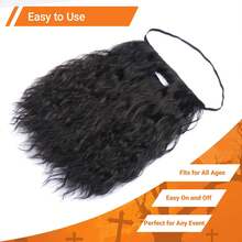 Long Curly Fake Wizard Beard Men Realistic Costume Beard For Party Halloween - ColorA - View 5