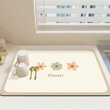 1 Sunflower Soft Rubber Drying Mat Non-Slip, Kitchen Countertop Absorbent Mat, Sink Drain Mat, Soft Diatomaceous Earth Faucet Absorbent Mat, Kitchen Countertop Mat, Absorbent Mat - Multicolor - View 12