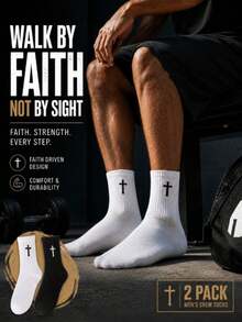 1/5/8/10 Pairs Gothic Cross Pattern Mid-Calf Socks Unisex Breathable Sweat-Absorbent Streetwear Comfortable Crew Socks For Workout Casual - Multicolor - View 3