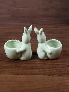 1pc Cute Rabbit Shaped Ceramic Planter, Large Round Opening Design, Suitable For Planting Succulents. Adorable And Charming Style, Can Be Used As A Flower Pot Or A Desktop Decoration, Place On Desk, Windowsill, Adding Vitality To Your Home Space. - Rabbit Flower Pot - View 6