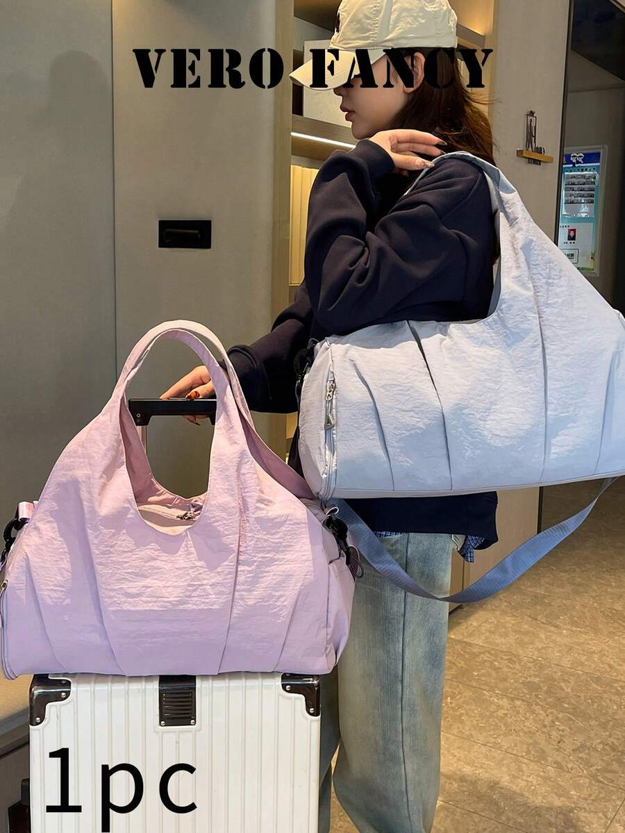 Casual Minimalist Style Fashionable Solid Color Travel Bag, Large Capacity Niche Design Single Shoulder Bag, Suitable For Short Distance Travel.