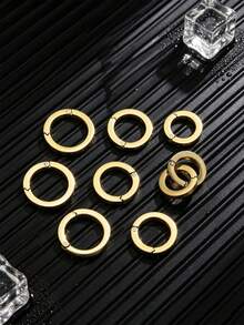 1 Pc 18K Gold-Plated Stainless Steel Round Spring Clasp Connector, Suitable For Making DIY Necklaces, Bracelets, And Keychains - Pendants - View 1