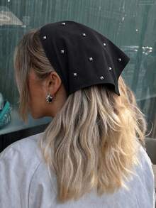 1pc Women's Fashion Punk Gothic Rivet Decor Headband, Beach & Holiday Hair Accessory, Versatile For Daily Wear And Multiple Occasions - Black - View 2