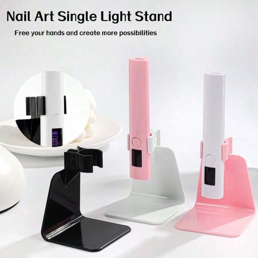 1pc Handheld Nail Art Stand, Small Wearable Adhesive Nail Art Holder, Portable Mini Nail Art Support Rack, Acrylic Nail Art Tool Holder With Non-Slip Base, Provides Stable Support, Suitable For Nail Artists, Desktop Nail Art Storage - Multicolor - View 1