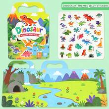 Portable Handheld Children's Jelly Sticker Book, Animal Space Transportation Dinosaur Multi-Theme, Reusable Bubble Stickers, Quiet Busy Sticker Book, Fun Scene DIY Game, Early Education, Improve Concentration, Suitable For Boys And Girls Aged 3+ Birthday Holiday Gift - Multicolor - View 13