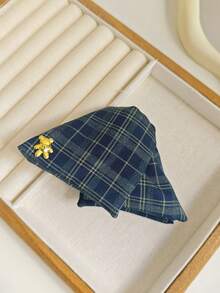 1件海軍藍格紋三角髮夾，適合粗髮女性，高品質後腦勺用髮爪夾 - 藏蓝色 - 查看 6