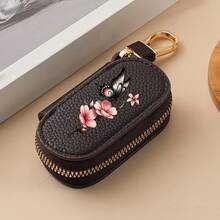 2026 New Car Key Bag Ink Style Butterfly Flower Lychee Pattern Zipper Multi Functional Car Key Storage Bag For Men And Women PortableChangeBag Pendant - Multicolor - View 14