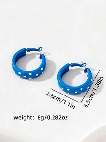 Y2K Sweet & Cool Polka Dot Circle Earrings, Contrast Color Thick Hoop Design, Versatile Earrings For Party And Formal Dress - Polka Dot Rose Red Circle - View 6