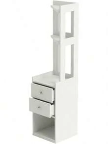 Mueble Esquinero de Melamina Color Blanco 45x40x160 cm | Estantería Organizadora Alta con 2 Cajones, 2 Repisas y 1 Compartimiento Abierto | Diseño Moderno Minimalista | para Sala, Oficina y Dormitorio | Fácil de Armar - Blanco - Ver 8