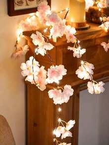 USB Powered 100 LED Artificial Cherry Blossom Light Strip, Willow Vine Lights, Cherry Blossom Vine Lights, Suitable For Wall, Dining Table, Home, Wedding, Birthday, Proposal, Anniversary, All Seasons, Christmas, Thanksgiving, Halloween Decoration - Integrated Cherry Blossom Rattan - View 9