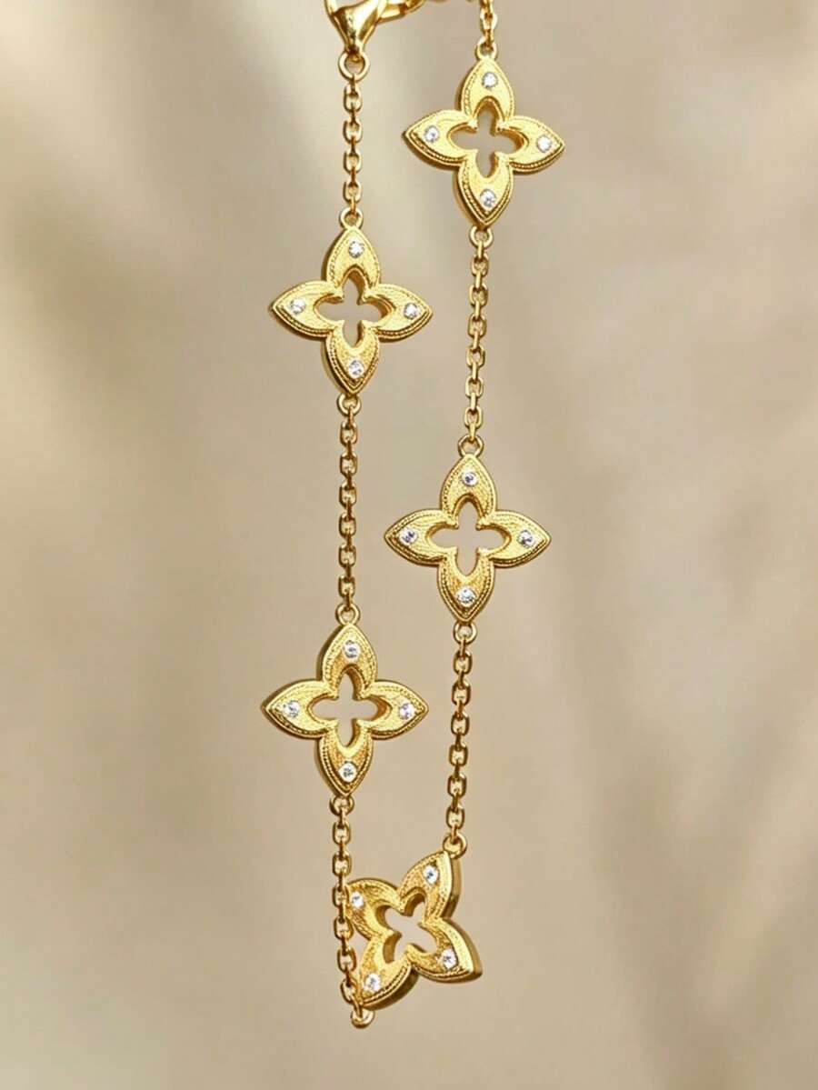 1 buah Gelang Clover Berongga Wanita - Gelang - View 1