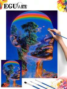 DIY Surreal Landscape Human Head (Frameless 8x12 / 16x20 Inches) Paint By Numbers Kit (Acrylic) Arts & Crafts For Adult Beginners, Relaxing Home Wall Decor, And Unique Creative Holiday Gifts - Sets - View 2