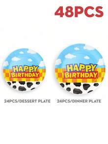 7/9 Inch Cow Print Paper Plates, Disposable Party Plates Suitable For Birthday Parties, Picnics, And Other Celebrations, Back To School Valentine Day - Multicolor - View 11
