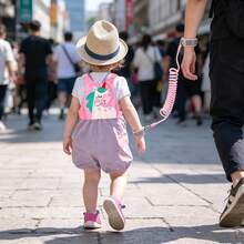 Children's Anti-Lost Safety Harness With Wrist Connector, Baby Toddler Walking Leash, Portable Safety Accessory For Outdoor Walks, Travel And Outings - Pink - View 6