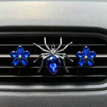 3pcs/Set Rhinestone Crystal Large Spider Car Air Vent Aromatherapy Clip Crystal Five-Petal Flower Car Air Conditioner Vent Fragrance Creative Interior Decoration - Spider Five-petal Flower - View 9