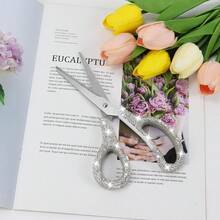 1pc Shiny Rhinestone Mini Scissors, Portable Stainless Steel Paper Cutting Scissors For Opening Packages, DIY Crafting Scissors, School Supplies, Nursing Supplies, Haircutting Scissors, Tailoring Scissors, Rhinestone Decorated Art Piece - Multicolor - View 4