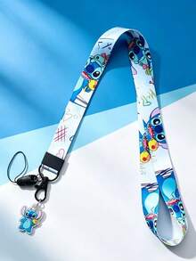 Disney - Random Style - B1pc - A3pcs - Cartoon Pattern Printed Phone Lanyard With Stitch Pendant, Detachable Lobster Clasp Neck Strap, Suitable For Phone, Keys, ID Badge, Bag Charm, Decoration Or Gift - Multicolor - View 9