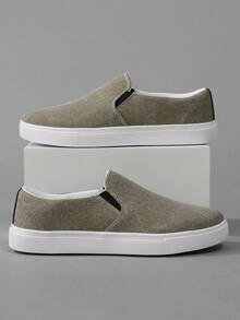 Plus Size Men's Mesh Slip-On Sneakers, Breathable Lightweight Soft Sole Casual Athletic Shoes, Versatile Travel Running Shoes, - Army Green - View 3