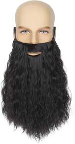 Long Curly Fake Wizard Beard Men Realistic Costume Beard For Party Halloween - ColorA - View 6