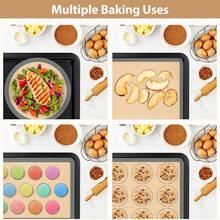 Set 4 Alas Panggang Silikon untuk Makaron, Alas Oven Tahan Panas Anti Lengket dan Dapat Digunakan Kembali dengan Templat Panduan Bulat, Loyang Panggang Berbagai Ukuran untuk Makaron, Kue Kering, Pizza, Pastri, Roti, dan Kue Buatan Rumah - View 7