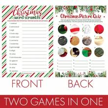 Christmas Party Game Set - Word Spelling & Picture Quiz - Family Gathering, Office, School, All-Age Christmas Interactive Fun - 25 Double-Sided Holiday Game Cards - View 3