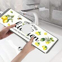 1pc Sink Faucet Absorbent Mat, Lemon Pattern Drainage Mat, Suitable For Kitchen, Bathroom Sink, Countertop, Drainage Mat, Diatomaceous Earth Material, Trimmable, Quick-Drying Mat - Multicolor - View 10
