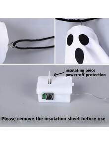 Halloween LED Hanging Ghost Light, Battery Powered Decorative Ghost Lamp, Create Holiday Atmosphere, Non-Waterproof Ceiling/Desktop Lighting, Toggle Switch - Multicolor - View 12