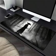1 Swordsman Large Gaming Mouse Pad, Black Silhouette Extended Desk Mat, Office Desk Accessory Non-Slip Stitched Edge Computer Pad, Rubber Base Laptop Keyboard Pad, Durable Spill-Proof For Home Office Gaming - View 10