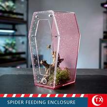 Coffin-Shaped Acrylic Spider Feeding & Breeding Box, Transparent Micro Habitat Terrarium With Magnetic Door And Ventilation Holes, Suitable For Tarantulas, Mantises, Insects - Multicolor - View 3