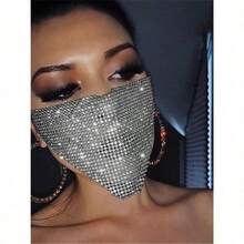 2026 New Beach Women's Wear Nightclub Metal Flash Diamond Decoration Mask Mask - Multicolor - View 3