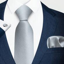 AlanKing Solid Color Men's Tie, Pocket Square And Cufflinks 3-Piece Set, The First Choice For Formal Business, Wedding And Banquet Suit Matching - Multicolor - View 11