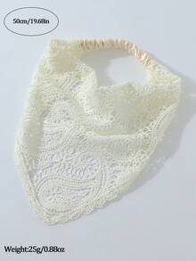 1件原創花卉圖案女款時尚針織腰果刺繡頭巾髮帶，適合日常與度假使用 - 米白色 - 查看 4