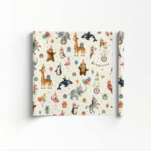 5/10 Lembar Kertas Pembungkus Kado Motif Sirkus Hewan, Pembungkus Kado untuk Anak Perempuan, Cocok untuk Ulang Tahun, Pernikahan, Acara Menyambut Bayi, Pertunangan, dan Kado Natal - MultiWarna - View 6
