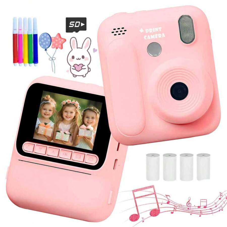 Children's Instant Print Camera, Handheld Learning Camera, Kids Gift, Suitable For Outdoor Fun, Family Gatherings, Daily Memory Capture, Excellent Choice - Multicolor - View 1
