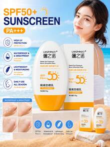 1/2 piezas Protector solar blanqueador SPF50+ PA+++ de 50g, resistente al agua y al sudor, protección UV con forma de huevo, hidratante ligero y no graso, formación rápida de película, sin manchas de maquillaje, adecuado para el uso diario, vacaciones en la playa y actividades al aire libre - Multicolor - Ver 9