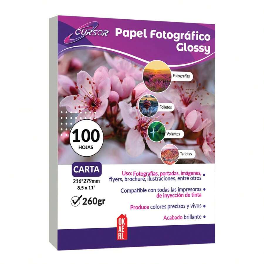GLOSSY PHOTO PAPER LETTER 100 SHEETS CURSOR 260GSM - 100 Sheets - View 1