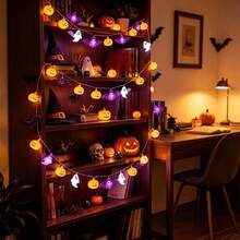 1PC Halloween Decoration, LED String Lights, Pumpkin, Bat, Ghost Elements, Holiday Decorative Lights, Suitable For Bedrooms, Headboards, Fireplaces, Stair Handrails, Halloween, Battery Box Power Supply (Excluding Batteries) - Warm Light - View 6