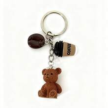 1pc POKOJA LAND Cute Bear Pendant, Coffee Bean Drink Accessory Decoration, Y2K Backpack Charm, Keychain Accessory - Multicolor - View 6