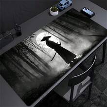 1 Swordsman Large Gaming Mouse Pad, Black Silhouette Extended Desk Mat, Office Desk Accessory Non-Slip Stitched Edge Computer Pad, Rubber Base Laptop Keyboard Pad, Durable Spill-Proof For Home Office Gaming - View 2