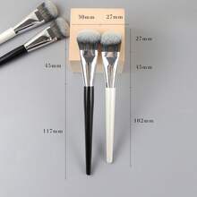 1pc Small Broom-Shaped Cream Brush, Fits Cheekbone Contour, Suitable For Cream Blush, Foundation, Concealer, Contouring, Multi-Use, Black And White Colors Available, Minimalist And Sophisticated, Gradient Layered Dense Bristles, Fluffy And Soft Skin-Friendly, Even Powder Pickup, Ideal Choice For Beginners - Multicolor - View 5