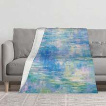 1PC Blanket Available In Multiple Sizes Impressionistic Pastel Water Gentle Dreamy Hues. All-Scenario Blanket, Niche Holiday Home Item. - Multicolor - View 1