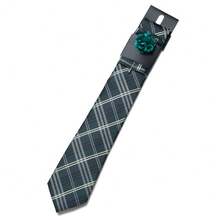 AlanKing Geometric Floral Pattern Men's Tie, Pocket Square & Lapel Pin 3-Piece Set, Suitable For Casual Holiday And Family Gatherings - Multicolor - View 13