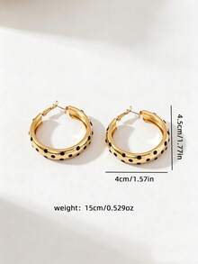 Y2K Sweet & Cool Polka Dot Circle Earrings, Contrast Color Thick Hoop Design, Versatile Earrings For Party And Formal Dress - Polka Dot Rose Red Circle - View 7