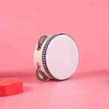 4 Inch Wooden Handheld Tambourine, Single Row Hand-Shaken Percussion Instrument, Suitable For Party, Dance, Church Performance, Accompaniment, Outdoor Wedding, KTV, Family Gathering, Outdoor Activity, Music Class, Party Game, Birthday Party - Natural Wood Hand Drum - View 2