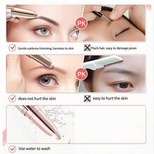 AXH Women's Electric Eyebrow Trimmer, Eyebrow Shaping Pen, Facial Hair Remover, Automatic Eyebrow Razor, Pocket Knife - Rose Gold - View 3